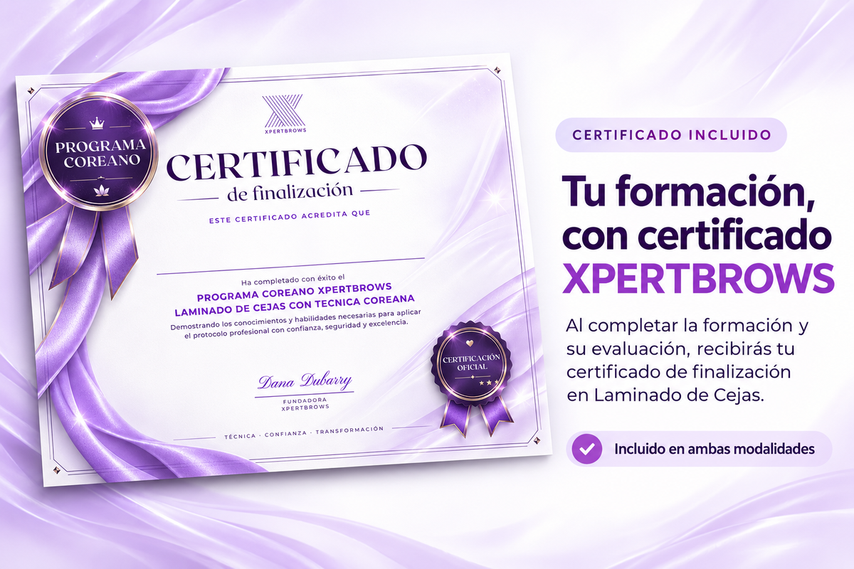 Bonus incluido: imágenes y videos de laminado de cejas para compartir en tus redes. Incluido con tu formación XPERTBROWS.