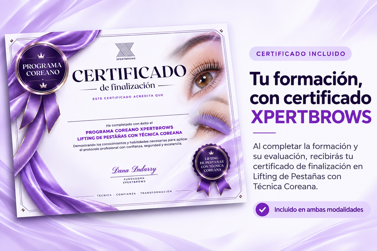 Bonus incluido: imágenes y videos de laminado de cejas para compartir en tus redes. Incluido con tu formación XPERTBROWS.