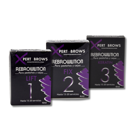 SET de 3 cajas Rebrowlution Pasos 1, 2 y 3 con 5 sobres para Lash Lift y Brow Lift - XpertBrows