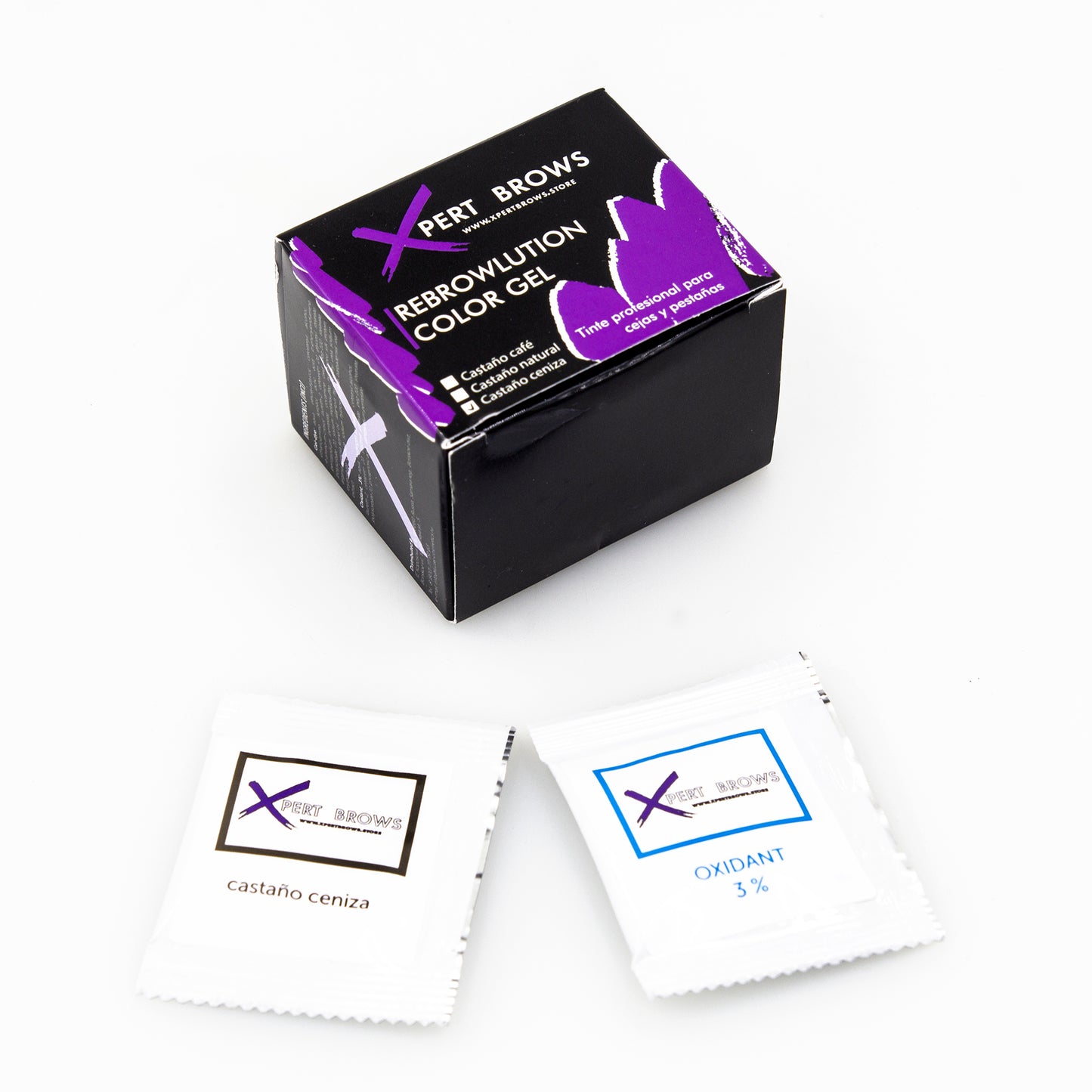 Rebrowlution Color Gel para cejas - Set profesional Tinte en Monodosis (pack 5 sobres) - XpertBrows